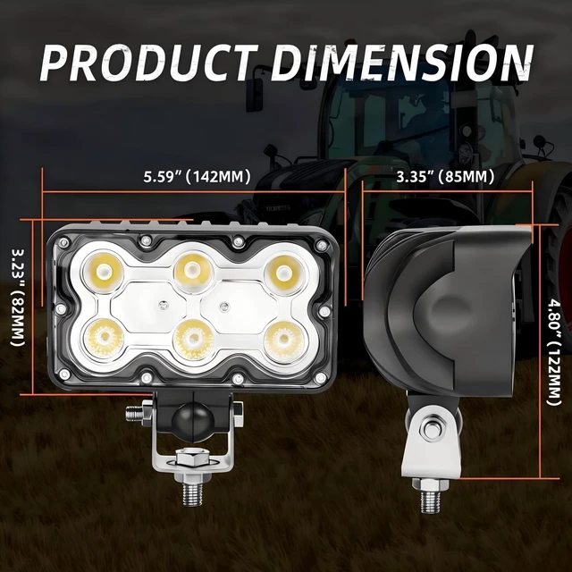 Alt view image 7 of 7 - 5.6 Inch LED Tractor Light, 36W 2800LM High Power Work Light 30° Combo Beam IP67 Waterproof LED Work Light for Tractor, Truck, Agriculture Vehicles, Vans and Heavy-Duty Equipment (1 PCS)