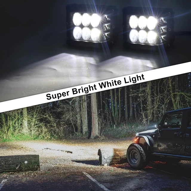 Alt view image 5 of 7 - 4 inch LED Light Pods with Red Strobe/Solid & White Spot Light 2PCS