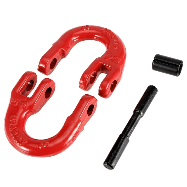 Alt view image 4 of 6 - 5 Pack 3/8 Inch Coupling Link, Grade 80 Alloy Steel Hammer Lock Chain Connector, Hammerlock Coupler, 7100 Lbs Working Load Limit, Red