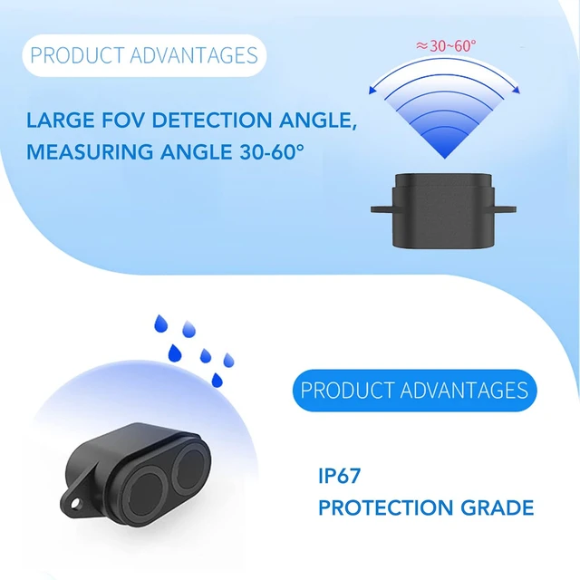 Alt view image 7 of 7 - Ultrasonic Distance Measuring Sensor for Robot Obstacle Avoidance, UART Output, IP67, DC 3.3-12V