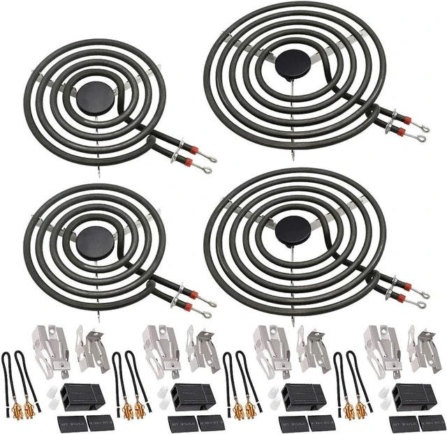 Main image of 2026 UPGRADEDMP22YA Electric Range Burner Element Unit Set(2 pcs MP15YA 6" & 2 pcs MP21YA 8") with 4 Pack 330031 Surface Element Receptacle Kit for Whirlpool Ken-more Ranges/Stoves by