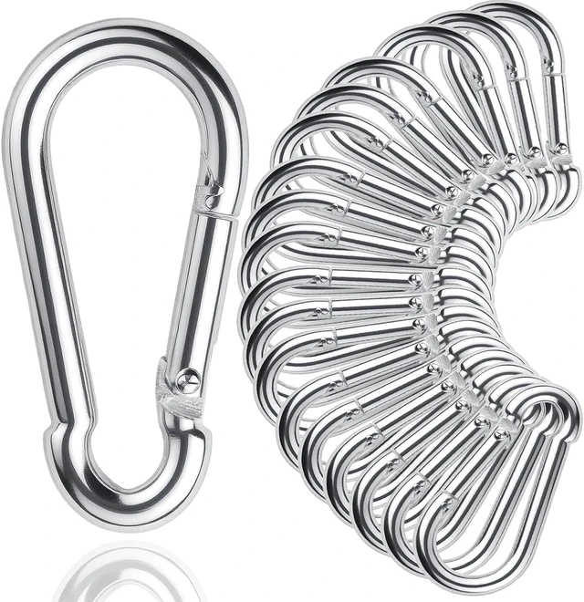 Main image of 30Pack Heavy Duty Carabiner Clips Black 3/8 Spring Snap Hooks for Swing