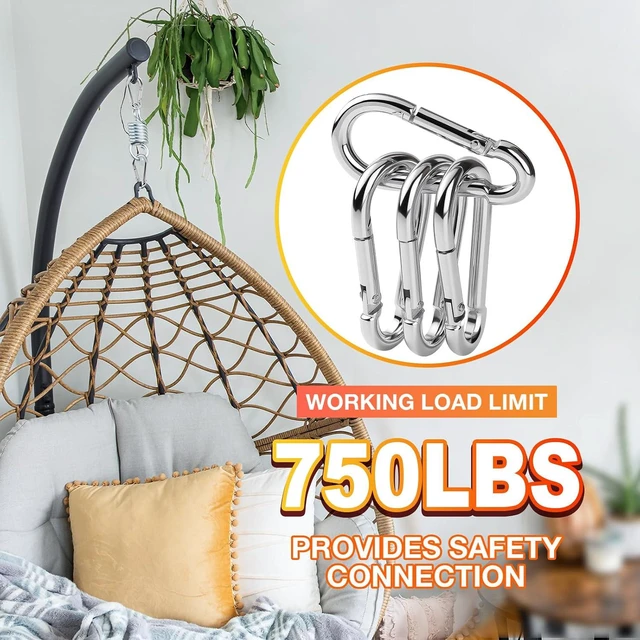 Alt view image 5 of 7 - 30Pack Heavy Duty Carabiner Clips Black 3/8 Spring Snap Hooks for Swing