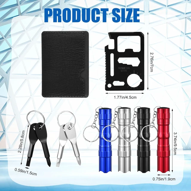 Alt view image 2 of 6 - 36 Pcs Men Small Gifts Bulk Mini Screwdriver Flashlight Keychain Set Multitool Credit Card Survival Tool Party Favors for Men Employee Coworkers Gifts Baby Shower Prize Box Fillers