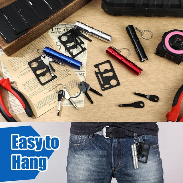 Alt view image 5 of 6 - 36 Pcs Men Small Gifts Bulk Mini Screwdriver Flashlight Keychain Set Multitool Credit Card Survival Tool Party Favors for Men Employee Coworkers Gifts Baby Shower Prize Box Fillers