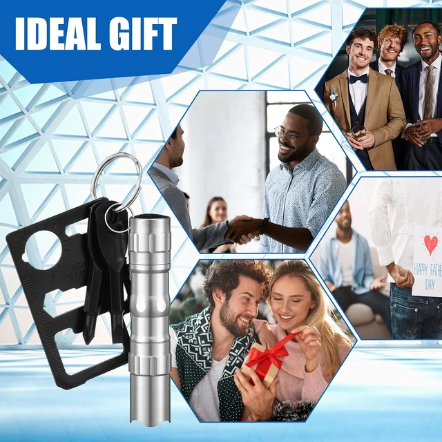 Alt view image 6 of 6 - 36 Pcs Men Small Gifts Bulk Mini Screwdriver Flashlight Keychain Set Multitool Credit Card Survival Tool Party Favors for Men Employee Coworkers Gifts Baby Shower Prize Box Fillers