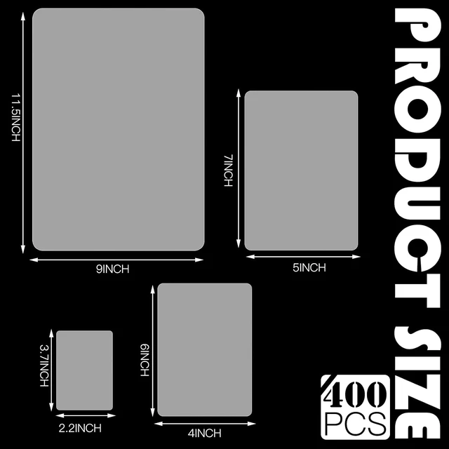 Alt view image 2 of 7 - 400 Pack Clear Thermal Laminating Pouches, 3 Mil, 4 Assorted Sizes