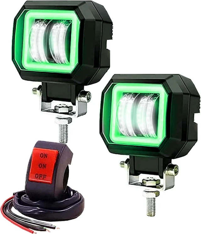 Main image of Motorcycle Fog Ring Lights, Cube Spotlight LED Lights for Motorbike ATV Bicycle Off Road Accent Off Road 4X4 Auxiliary Light (Green)