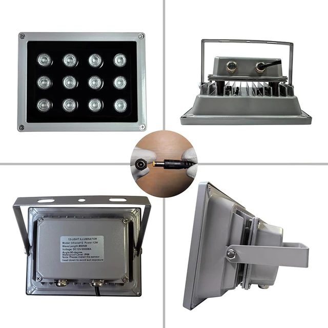 Alt view image 3 of 7 - 12-LED IR Illuminator,Long Range Flood Light for Security Cam& VR w/Adapter