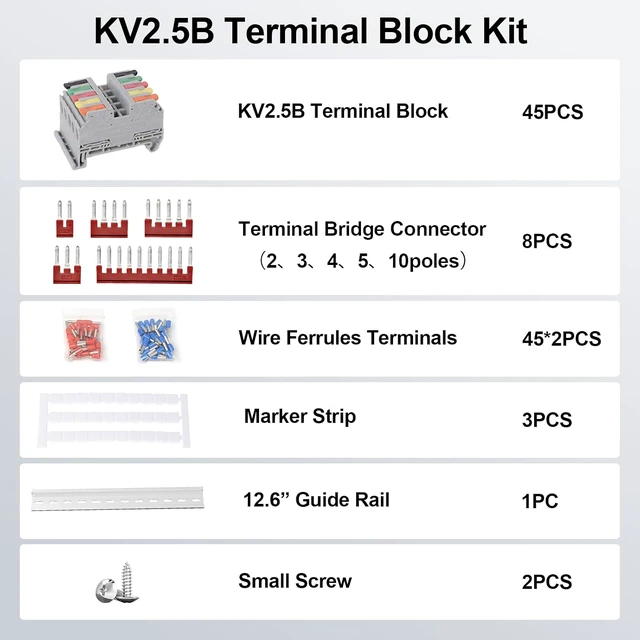 Alt view image 3 of 7 - Terminal Block Kit, Rail Type Voltage Terminal, KV2.5B