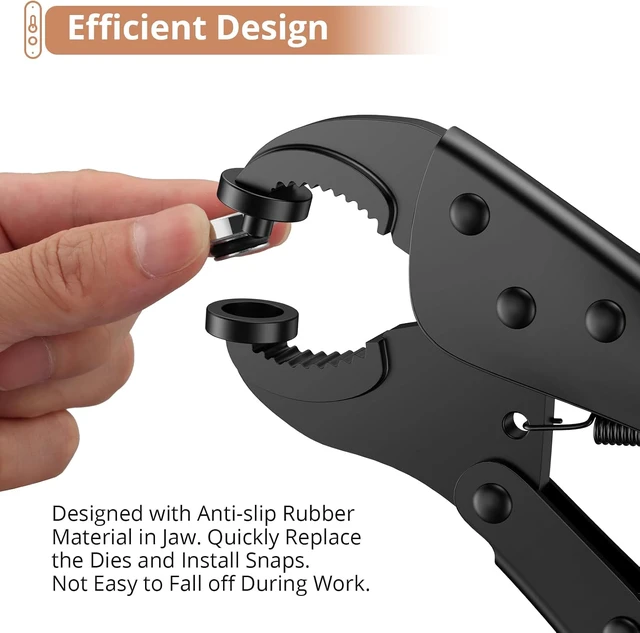 Alt view image 4 of 7 - Snap Fastener Tool Kit, Pliers with 3 Dies, 30 Sets 15mm Metal Snaps