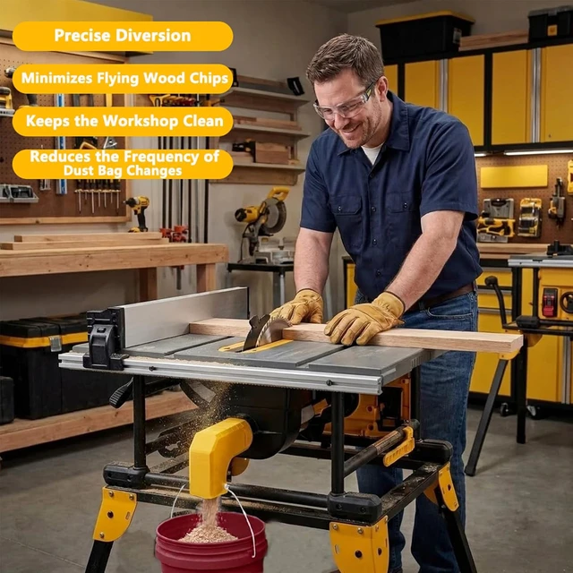 Alt view image 2 of 7 - Table Saw Dust Adapter Compatible with Dewalt Table Saw DWE7485, Snap-On Dust Port with Hook, Tool-Free Installation, Compact Design for Efficient Sawdust Collection