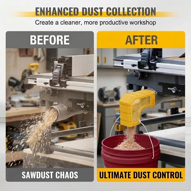 Alt view image 3 of 7 - Table Saw Dust Adapter Compatible with Dewalt Table Saw DWE7485, Snap-On Dust Port with Hook, Tool-Free Installation, Compact Design for Efficient Sawdust Collection