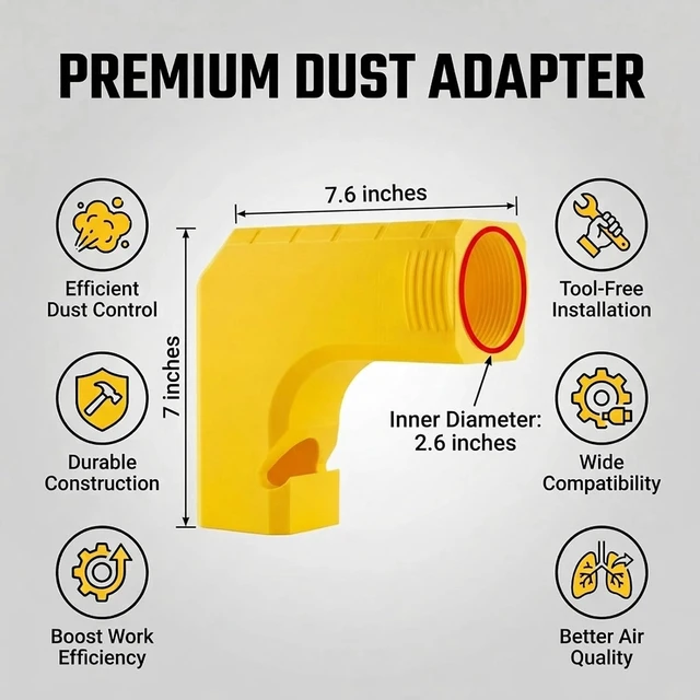 Alt view image 4 of 7 - Table Saw Dust Adapter Compatible with Dewalt Table Saw DWE7485, Snap-On Dust Port with Hook, Tool-Free Installation, Compact Design for Efficient Sawdust Collection
