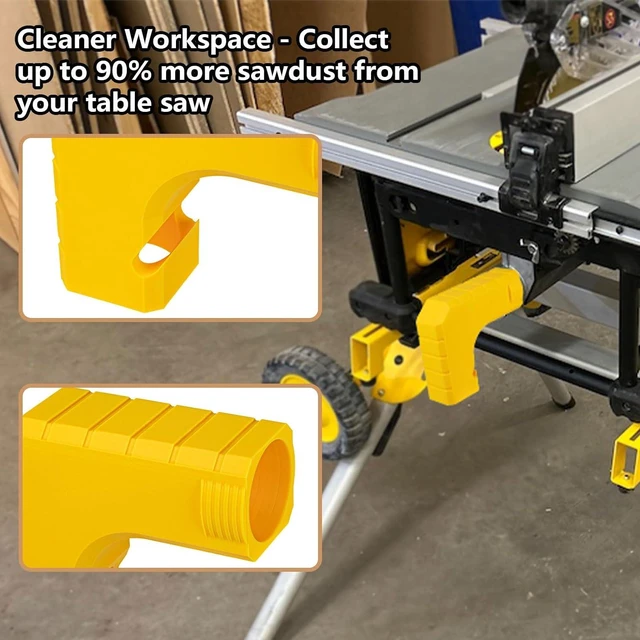 Alt view image 7 of 7 - Table Saw Dust Adapter Compatible with Dewalt Table Saw DWE7485, Snap-On Dust Port with Hook, Tool-Free Installation, Compact Design for Efficient Sawdust Collection