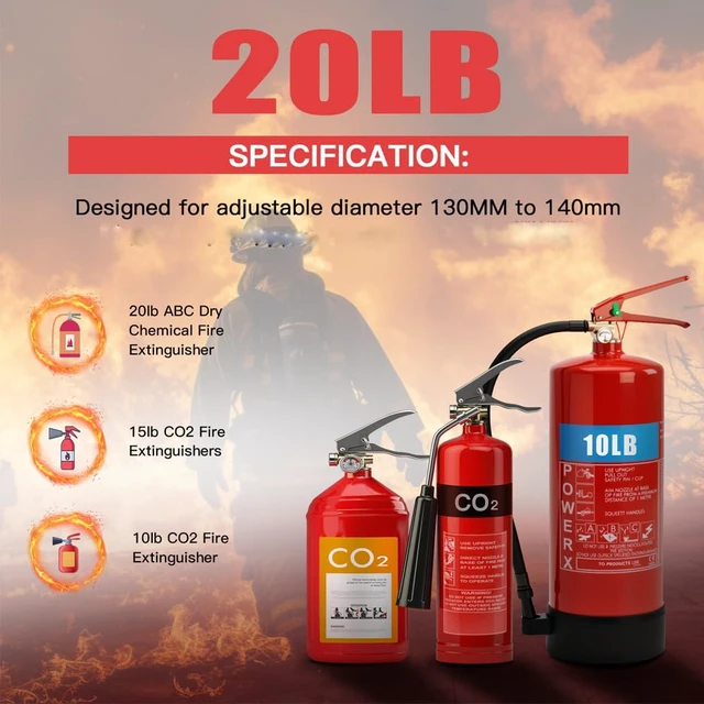 Alt view image 4 of 6 - Fire Extinguisher Mount,Heavy Duty Vehicle Bracket Compatible with 20lb ABC, 10lb CO2 or a 15lb CO2 Fire Extinguishers (Black)