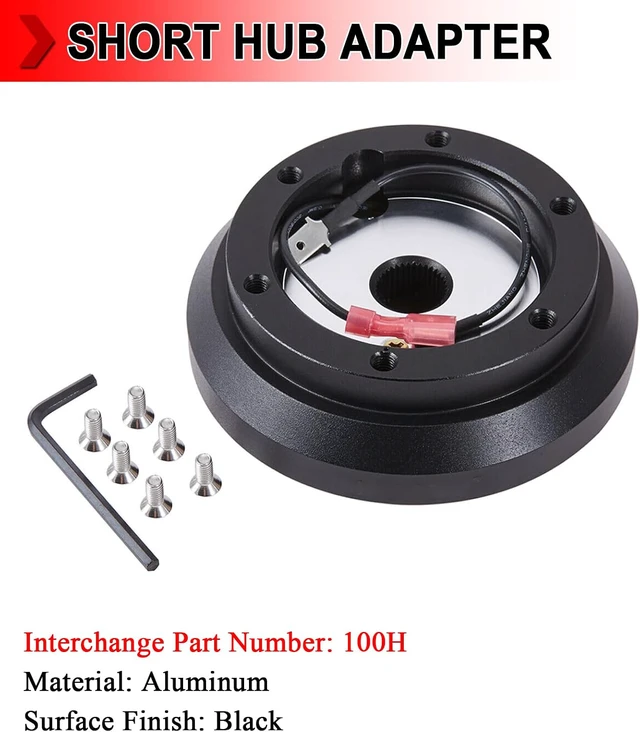 Alt view image 2 of 7 - 100H Aluminum 6-Hole Steering Wheel Short Hub Adapter