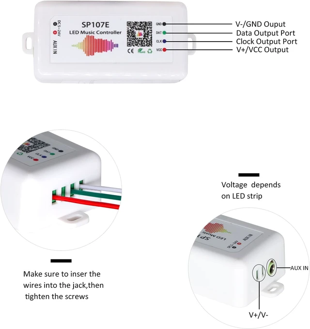 Alt view image 3 of 7 - 2 Pack SP107E LED Controller Music Sync for WS2812B Ws2811 SK6812 IC Strip
