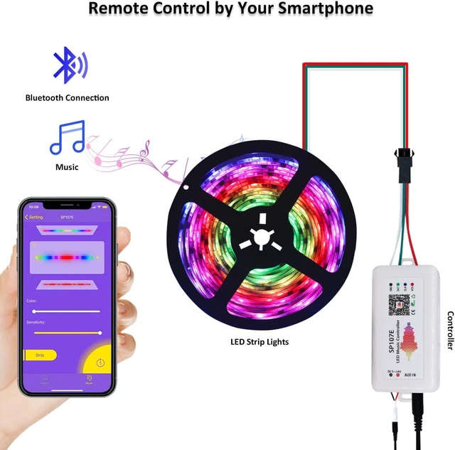 Alt view image 7 of 7 - 2 Pack SP107E LED Controller Music Sync for WS2812B Ws2811 SK6812 IC Strip