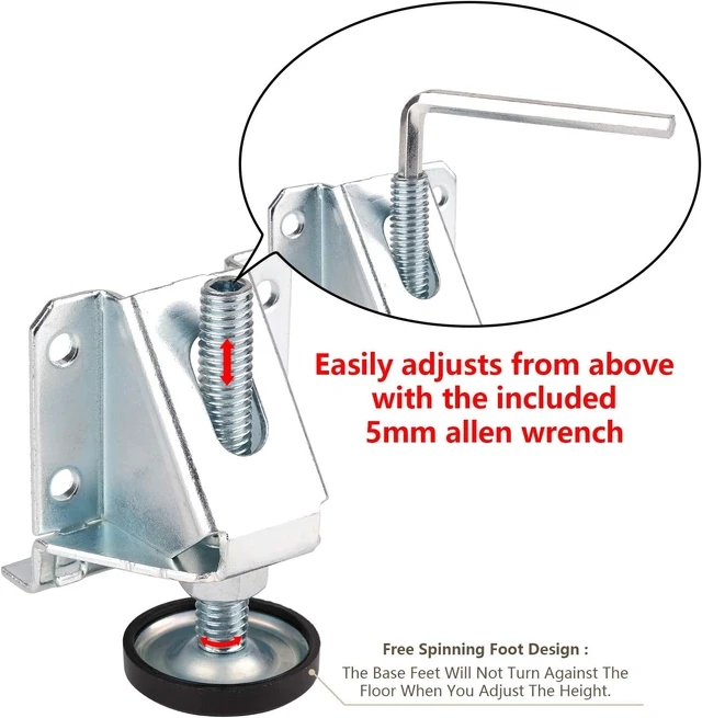 Alt view image 3 of 6 - Leveling Feet Heavy Duty Furniture Levelers Adjustable Table Leg Leveler w/Lock Nuts for Furniture,Table, Cabinets, Workbench,Shelving Units and More,8Pack