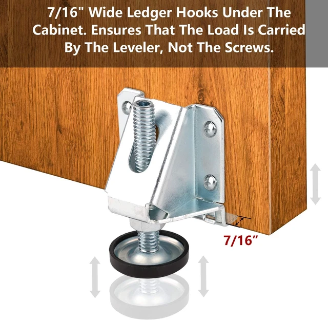 Alt view image 2 of 6 - Leveling Feet Heavy Duty Furniture Levelers Adjustable Table Leg Leveler w/Lock Nuts for Furniture,Table, Cabinets, Workbench,Shelving Units and More,8Pack