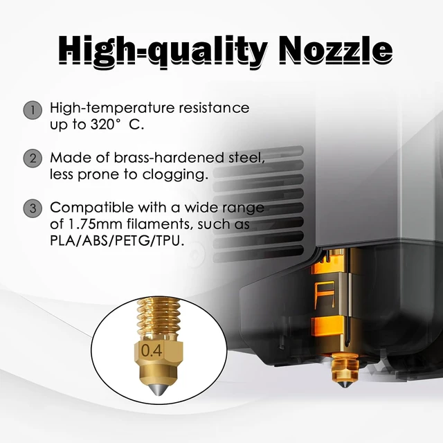 Alt view image 3 of 7 - 3PK 0.4MM Centauri Carbon 2/CC2 Ceramic Hotend Hardened Steel Brass Nozzle
