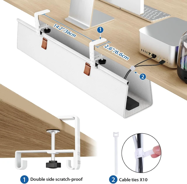 Alt view image 4 of 7 - Under Desk Management Tray Desk Cable Organizer 30 inch, White