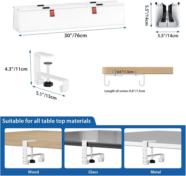Alt view image 5 of 7 - Under Desk Management Tray Desk Cable Organizer 30 inch, White