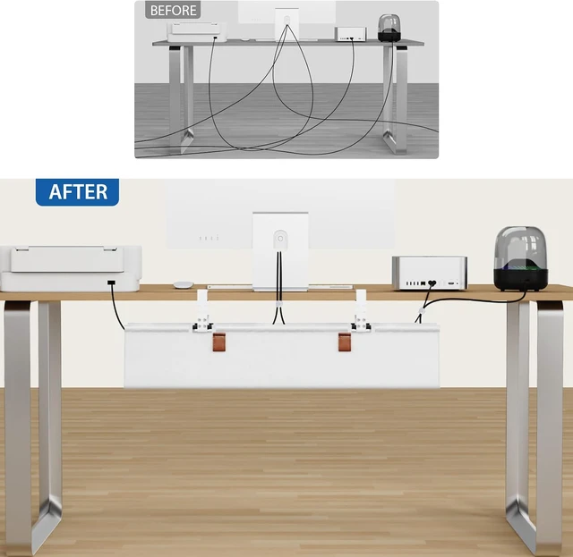 Alt view image 6 of 7 - Under Desk Management Tray Desk Cable Organizer 30 inch, White