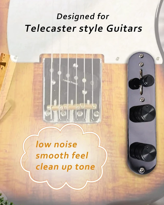 Alt view image 2 of 7 - Fully Loaded Guitar Control Plate, Prewired 3-way Blade Switch Large Potentiometers Orange Capacitor, Knurled Volume Tone Controls System Fit for Guitars with Single Coil Pickups, Black