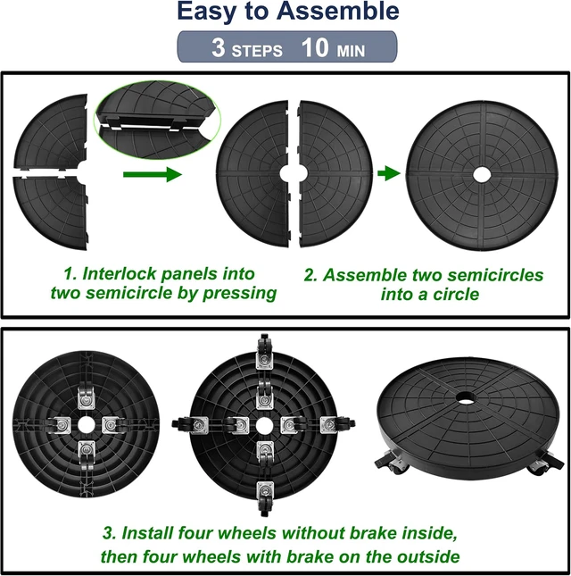 Alt view image 6 of 6 - 20 Inch Plant Caddy with Wheels Outdoor Indoor, Extra Large Rolling Plant Stand for 600lb Heavy Duty Flower Pots, Round Plant Rollers Lockable Potted Planter Dolly, Black