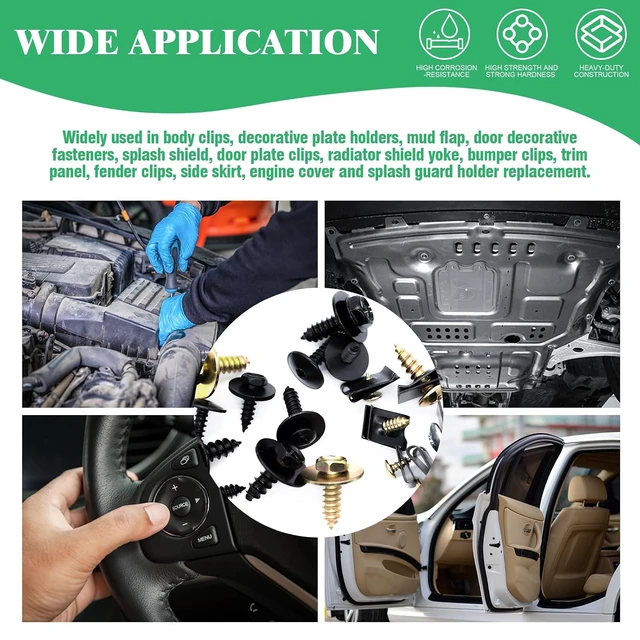 Alt view image 6 of 7 - 330Pcs Car U-Clip U Nut and Screw Bolts Assortment Kit, Auto Body Bumper Hood Retainer Clips with Phillips Round Head Self Tapping Screws for Fender Liner Splash Shield Bumper Cover