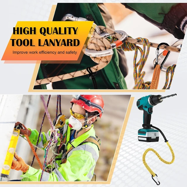 Alt view image 5 of 6 - 12 Pack Tool Lanyard with Single Metal Buckle and Adjustable Loop End, Standard Length, Maximum Weight Limit 8KG/ 17.6lb, with Aluminum Screw Lock, Retractable Shock Cord Stopper (Orange)