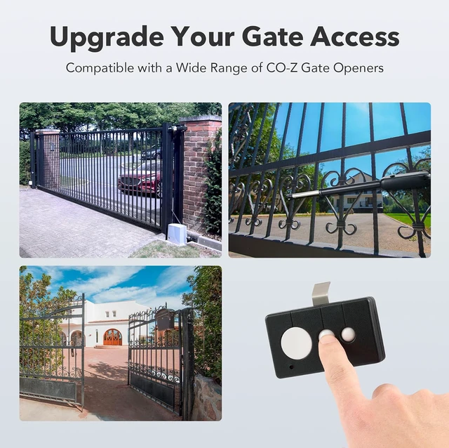 Alt view image 3 of 7 - WCR1 2 Pack Gate Opener Remote Control, 433.92 KHz Gate Clicker with 100' Range Visor Clip, 3 in 1 Programmable Universal Gate Remote Wireless Key for Automatic Swing & Sliding Gate Opener