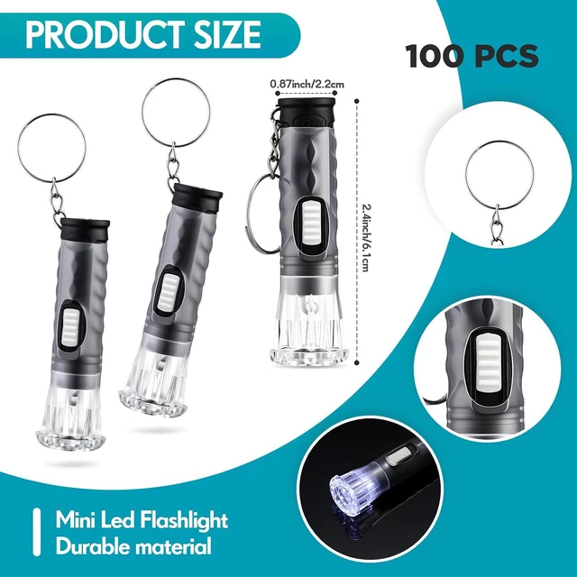 Alt view image 2 of 7 - 100 Pcs Mini Flashlight Keychain Bulk,Black