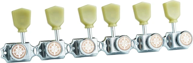 Alt view image 3 of 6 - 6Pcs Guitar Locking String Tuning Pegs (3R + 3L) 1:15 Vintage Deluxe Style Tuners Key Machine Heads Set with Keystone Knob Replacement for Les Paul Style Electric or Acoustic Guitar - Chrome