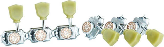 Alt view image 4 of 6 - 6Pcs Guitar Locking String Tuning Pegs (3R + 3L) 1:15 Vintage Deluxe Style Tuners Key Machine Heads Set with Keystone Knob Replacement for Les Paul Style Electric or Acoustic Guitar - Chrome