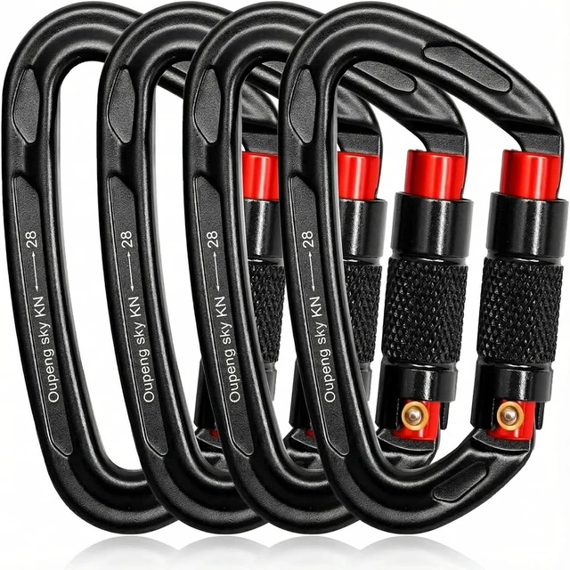 Main image of Auto Locking Carabiner Clips - 28KN (6172lbs) Heavy Duty Caribeaners, Large Carabiner Clip for KeychainsHammockCamping, Gym, Hiking, Outdoor Dog Leash