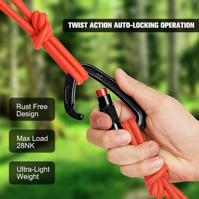 Alt view image 4 of 7 - Auto Locking Carabiner Clips - 28KN (6172lbs) Heavy Duty Caribeaners, Large Carabiner Clip for KeychainsHammockCamping, Gym, Hiking, Outdoor Dog Leash