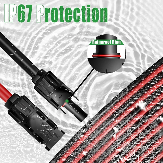 Alt view image 5 of 7 - Twin Wire 30FT Solar Extension Cable - 10AWG (6mm²) Solar Panel Connector, with IP67-Male/Female Solar connectors for Outdoor Automotive RV Boat Marine Solar Panel- Black & Red