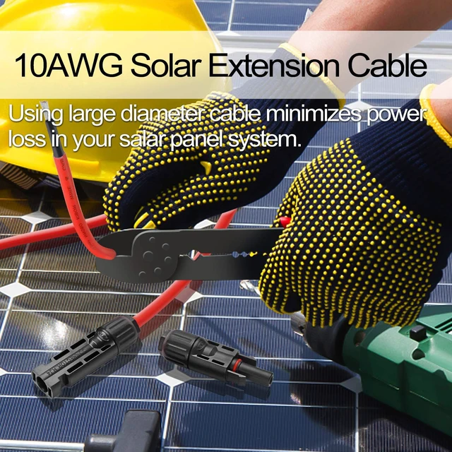 Alt view image 6 of 7 - Solar Extension Cable 20FT 10AWG, Male Female connectors Tool-Free PV Wire