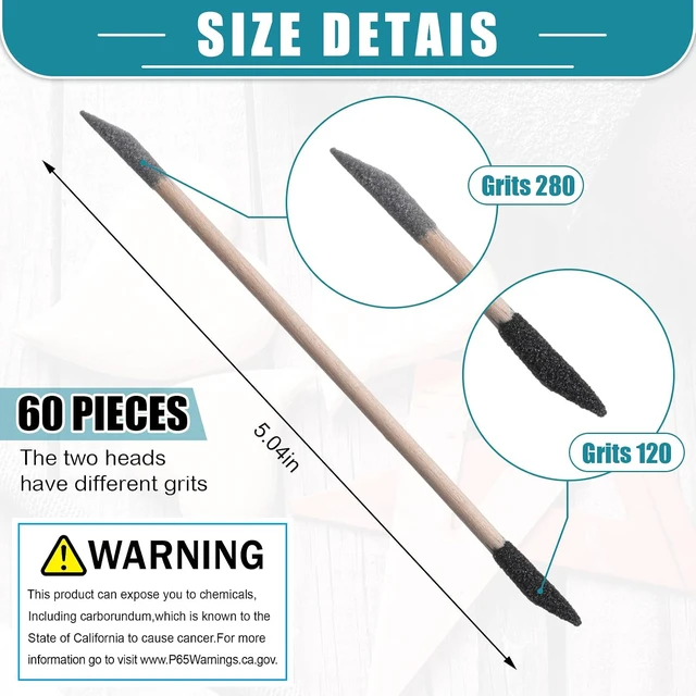 Alt view image 4 of 7 - 131 Pcs Sanding Sticks Set 360 Degree Rotating Holder 40 Polishing Sticks 30 Sanding Twigs 60 Double Side Slanted Twigs for Plastic Models Jewelry Woodworking Hobby Arts Crafts