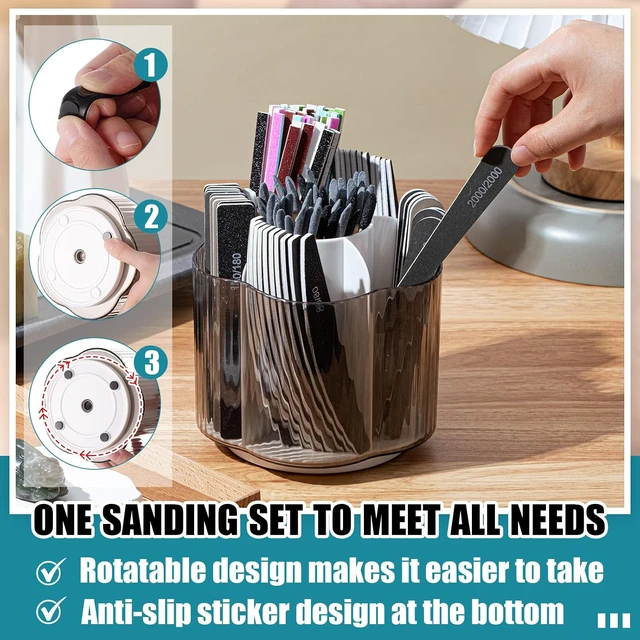 Alt view image 5 of 7 - 131 Pcs Sanding Sticks Set 360 Degree Rotating Holder 40 Polishing Sticks 30 Sanding Twigs 60 Double Side Slanted Twigs for Plastic Models Jewelry Woodworking Hobby Arts Crafts
