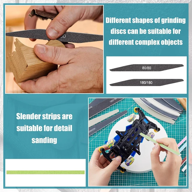 Alt view image 6 of 7 - 131 Pcs Sanding Sticks Set 360 Degree Rotating Holder 40 Polishing Sticks 30 Sanding Twigs 60 Double Side Slanted Twigs for Plastic Models Jewelry Woodworking Hobby Arts Crafts