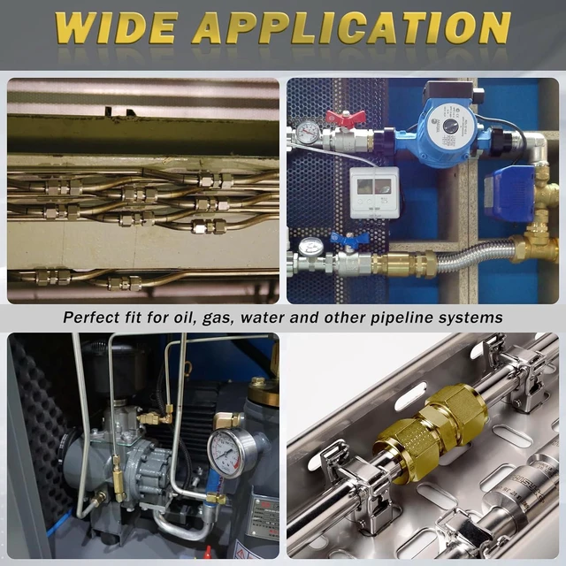 Alt view image 7 of 7 - 53 Pcs Brass Compression Fittings Assortment Kit, 1/8" 3/16" 1/4" 3/8" 1/2" OD Tube & NPT Thread Compression Union Fittings Connectors & Compression Sleeves Ferrules
