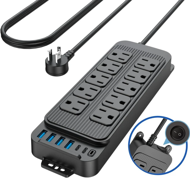 Main image of 16 in 1 Surge Protector Power Strip, with 10 AC 6 USB, 1250W, Power Switch