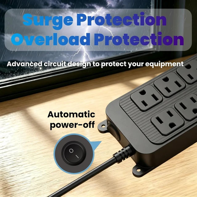 Alt view image 4 of 7 - 16 in 1 Surge Protector Power Strip, with 10 AC 6 USB, 1250W, Power Switch