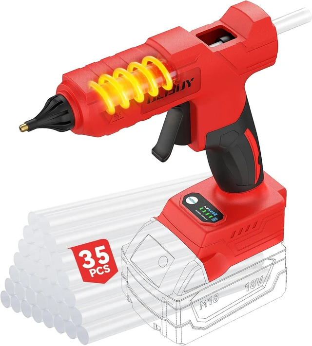Main image of Cordless Hot Glue Gun for Milwaukee M18 Battery - 100W Hot Glue Gun and 35PCS Glue Sticks Set, Handheld Electric Glue Gun Full Size for Arts Crafts DIY Home Repair School Projects (Tool Only)