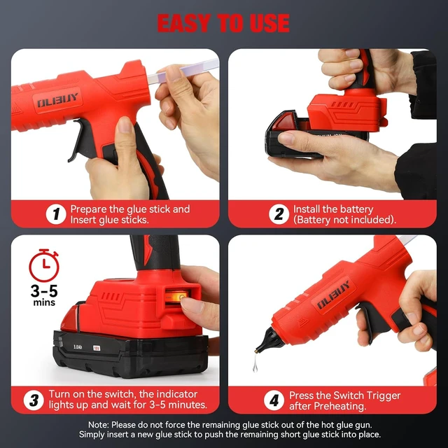 Alt view image 7 of 7 - Cordless Hot Glue Gun for Milwaukee M18 Battery - 100W Hot Glue Gun and 35PCS Glue Sticks Set, Handheld Electric Glue Gun Full Size for Arts Crafts DIY Home Repair School Projects (Tool Only)
