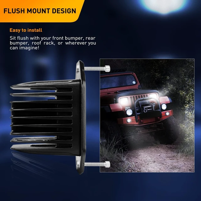 Alt view image 5 of 6 - LED Light Bar 2PCS 18W Flood Beam Pods LED Work Flush Mount Off Road Backup Fog Lighting Driving Bumper Lamp for Truck Tractor SUV UTV ATV Boats